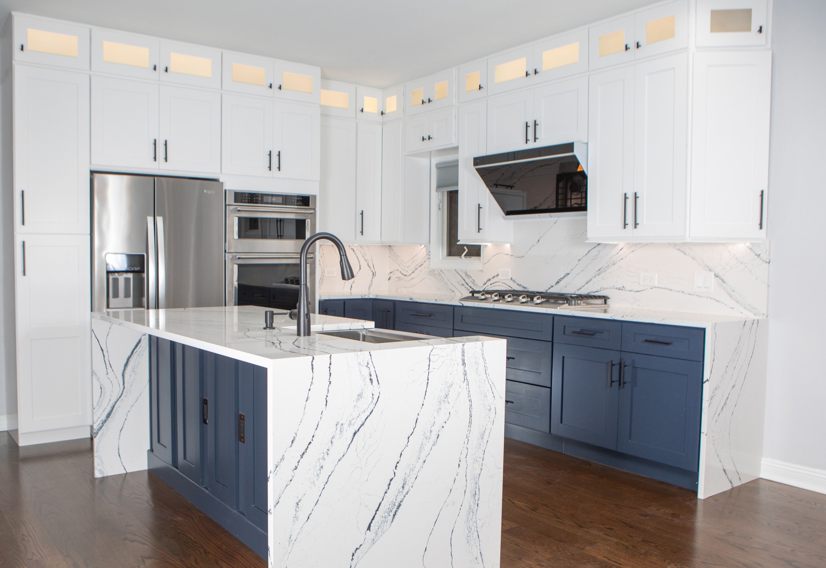 White and Blue Shaker Style RTA Cabinets