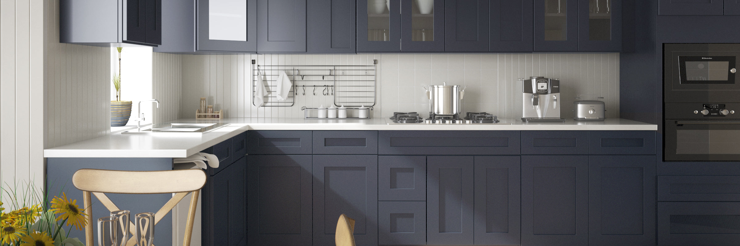 Navy Shaker Style Cabinets