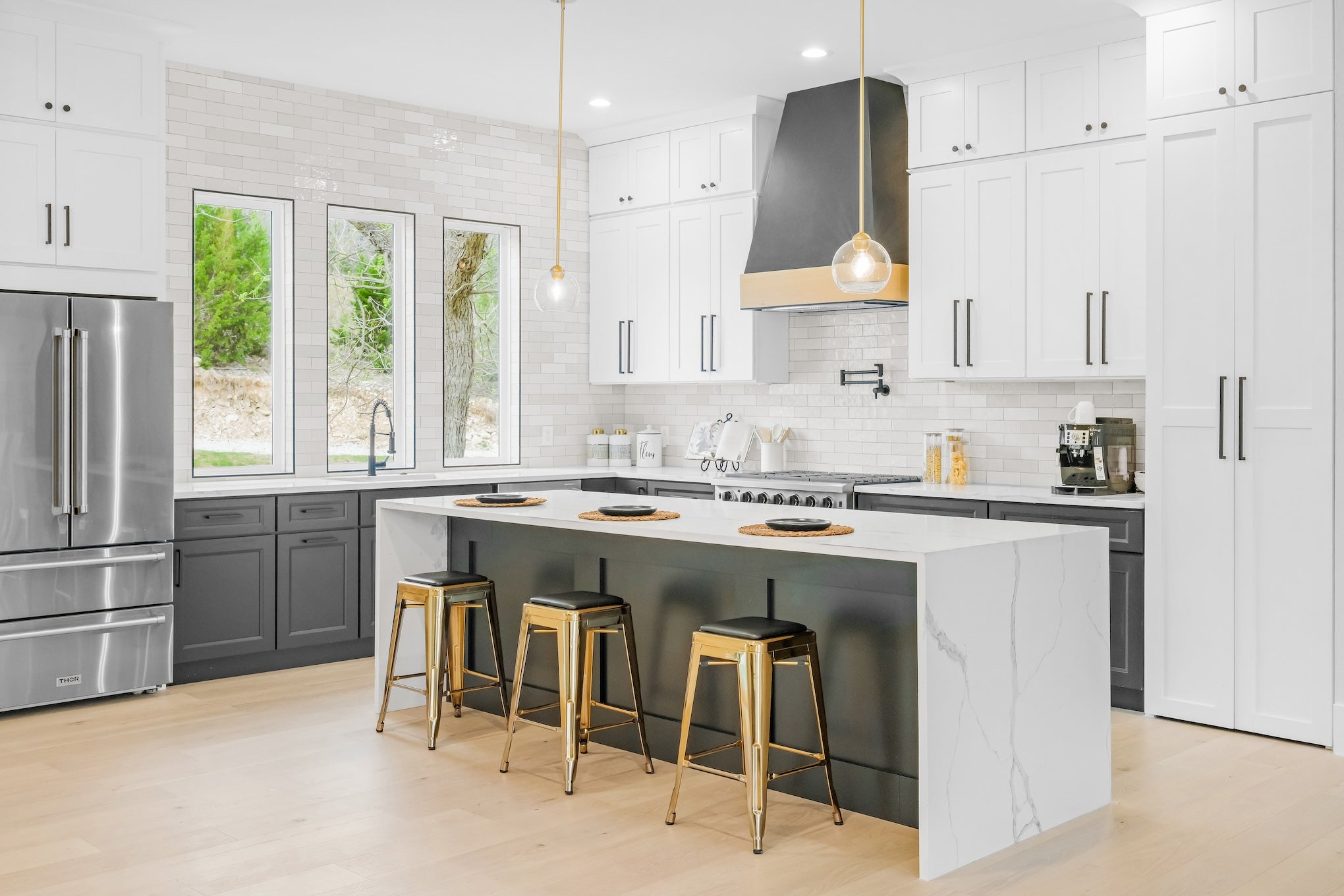 White and Black RTA Cabinets from KCC in Kitchen Showroom