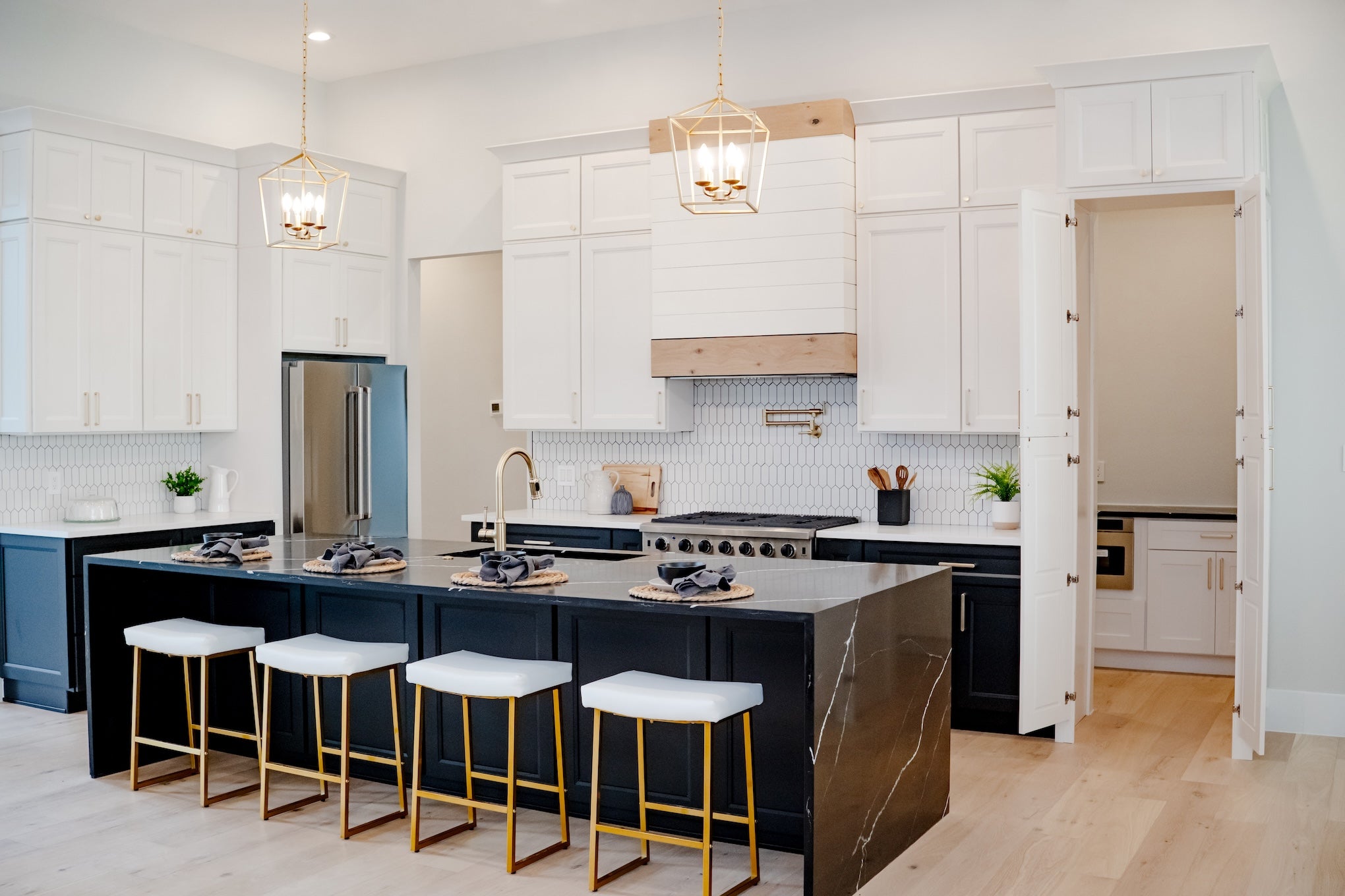 White and Black KCC RTA Cabinets in Modern Kitchen