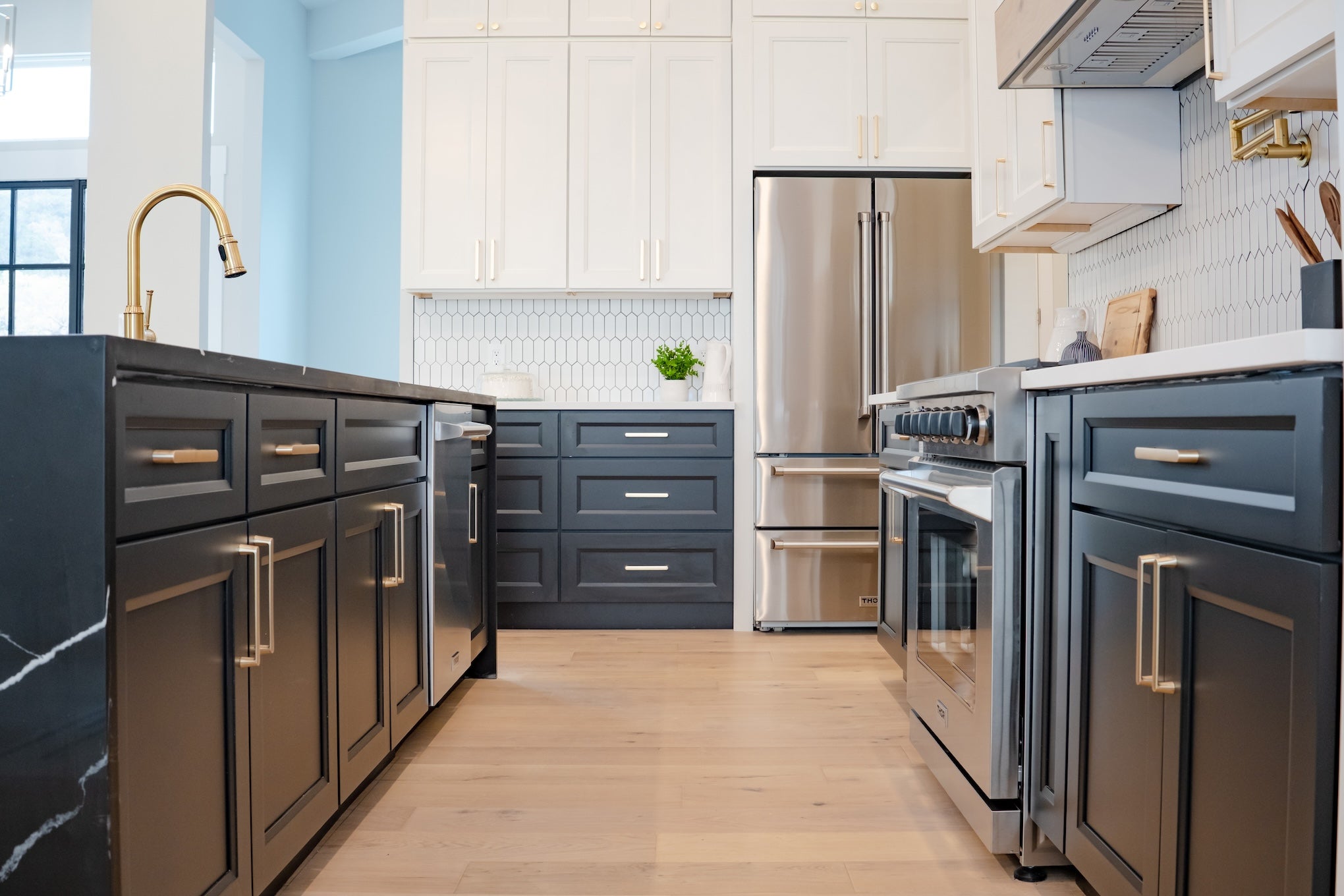 Kitchen with Completed Black RTA Cabinets